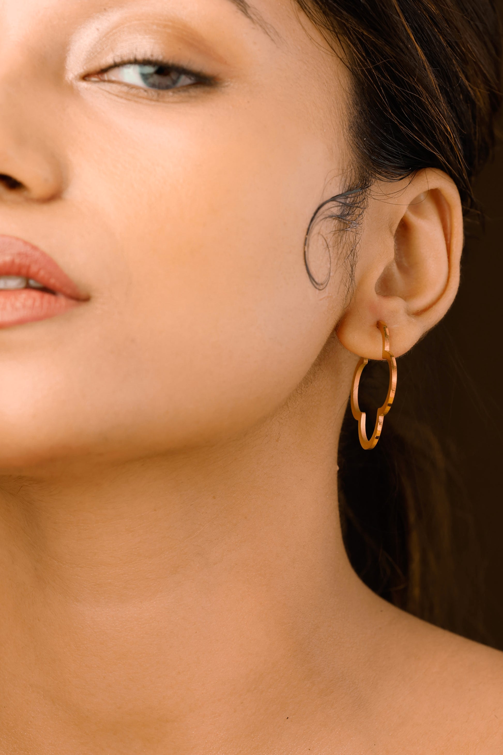 Flower Skull Hoop Earring