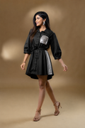 Black Sequin Pocket Dress