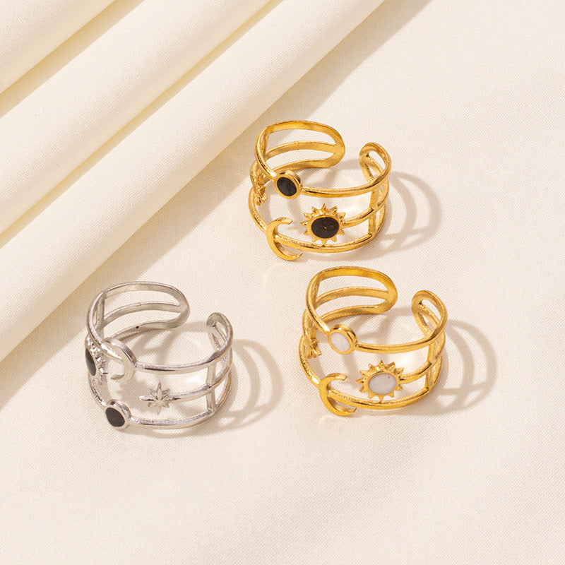 Sun Star Moon Ring in Gold