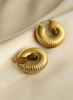 Golden Ribbed Hoops