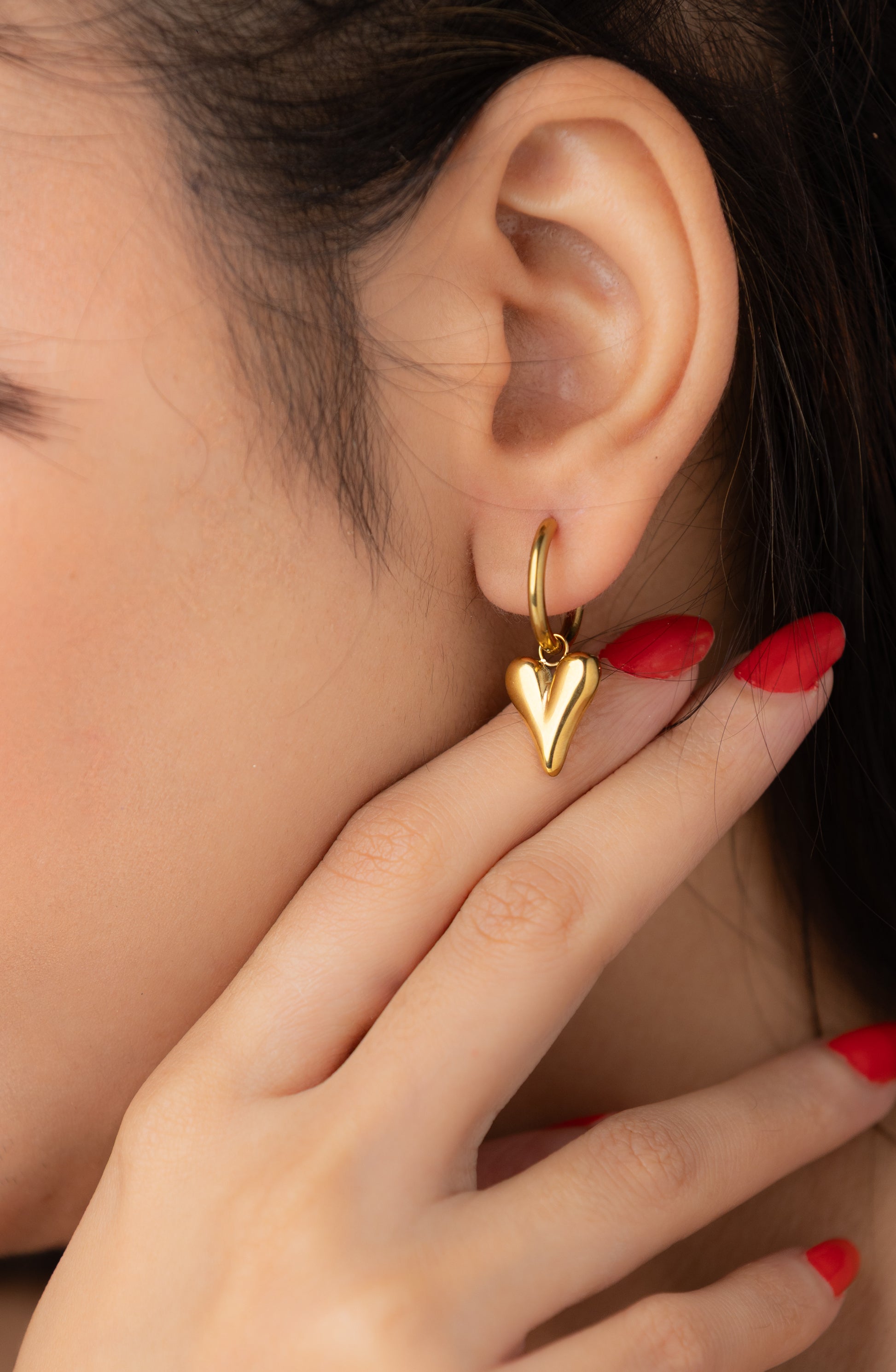 Little Heart Dangler Earring (18K Gold Plated)