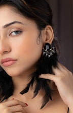 Feather Stone Earring in Black