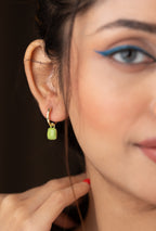 Block Drop Earring in Green