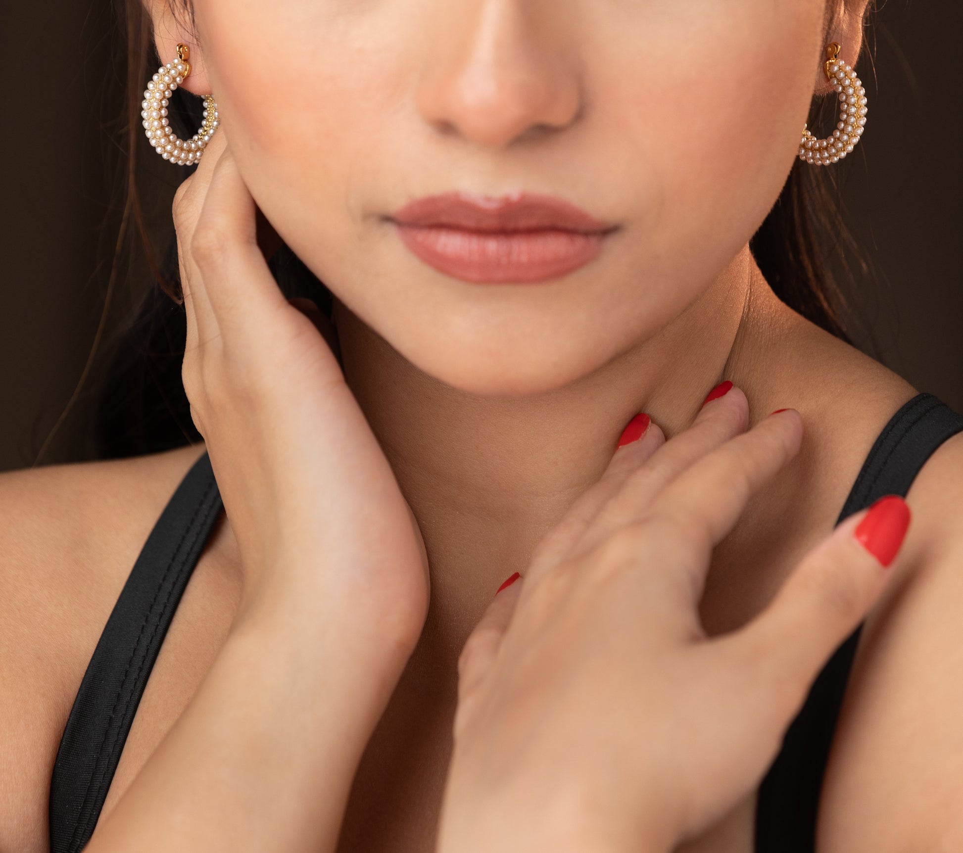 Small Pearl Hoop Dangler Earring (18K Gold Plated)