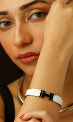 Hermes Signature Bracelet (18K Gold Plated) in White