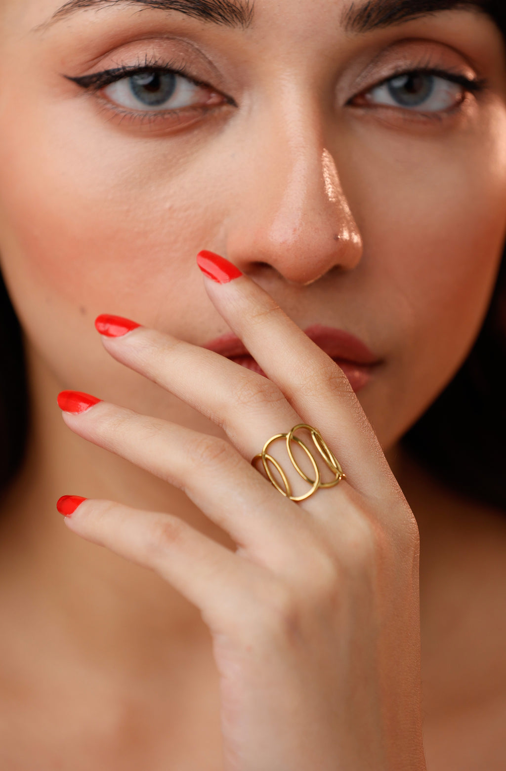 Geometric Hoops Size Adjustable Ring