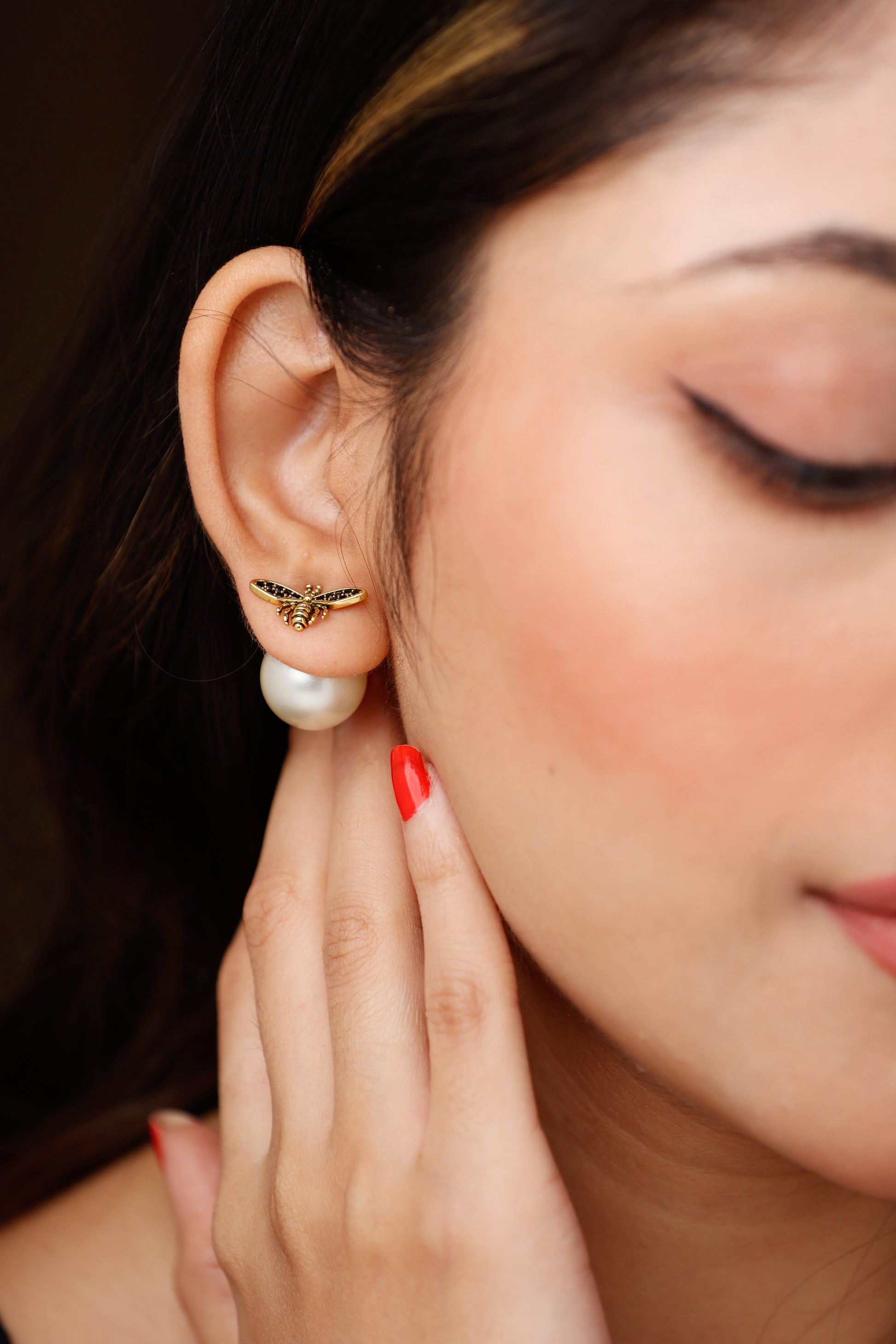 Butterfly Back Pearl Earring (18K Gold Plated)