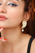 Snail Earring with Pearl Drop