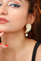 Snail Earring with Pearl Drop