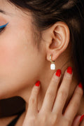 Block Drop Earring in White