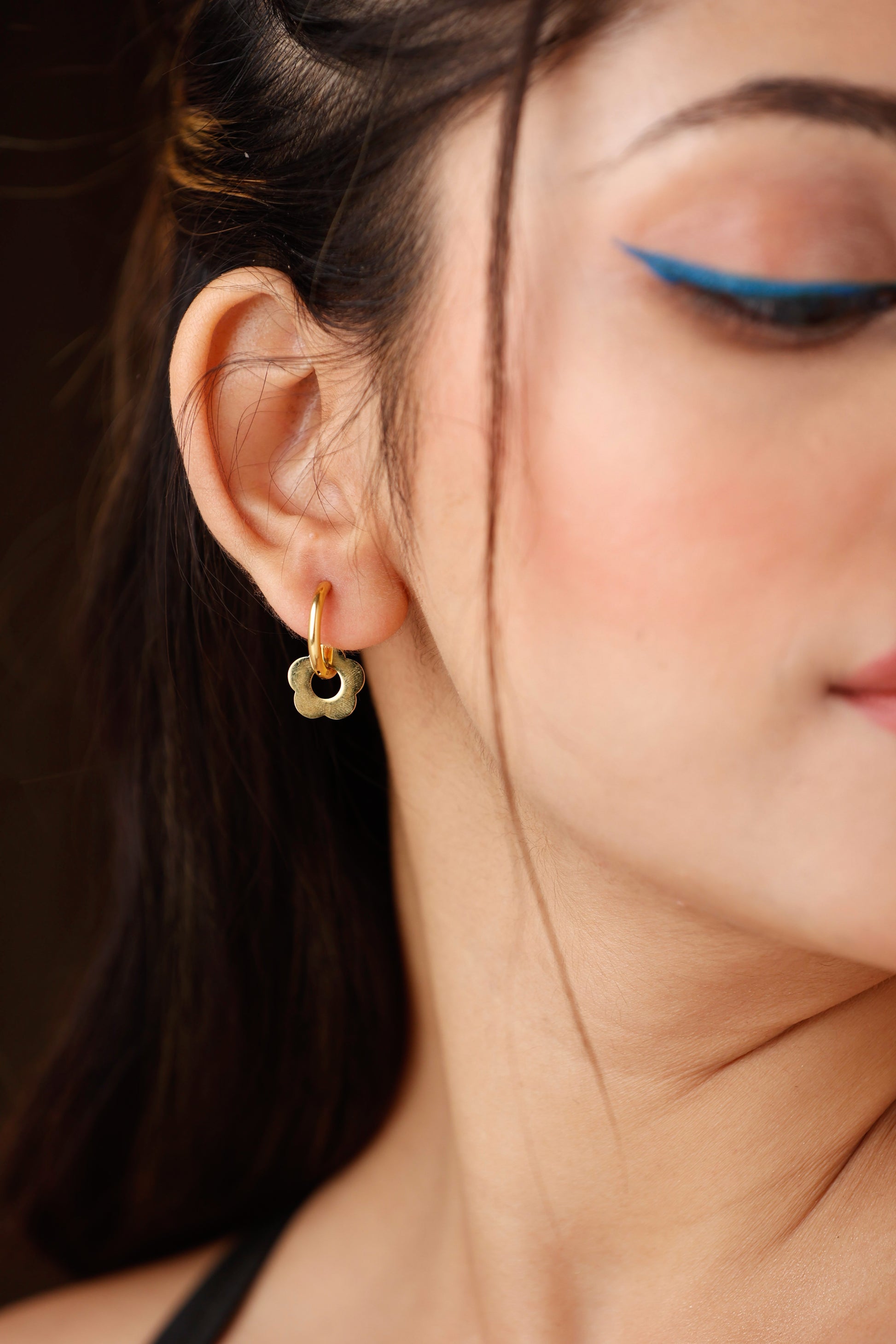 Flower Pendant Dangler Earring in Gold
