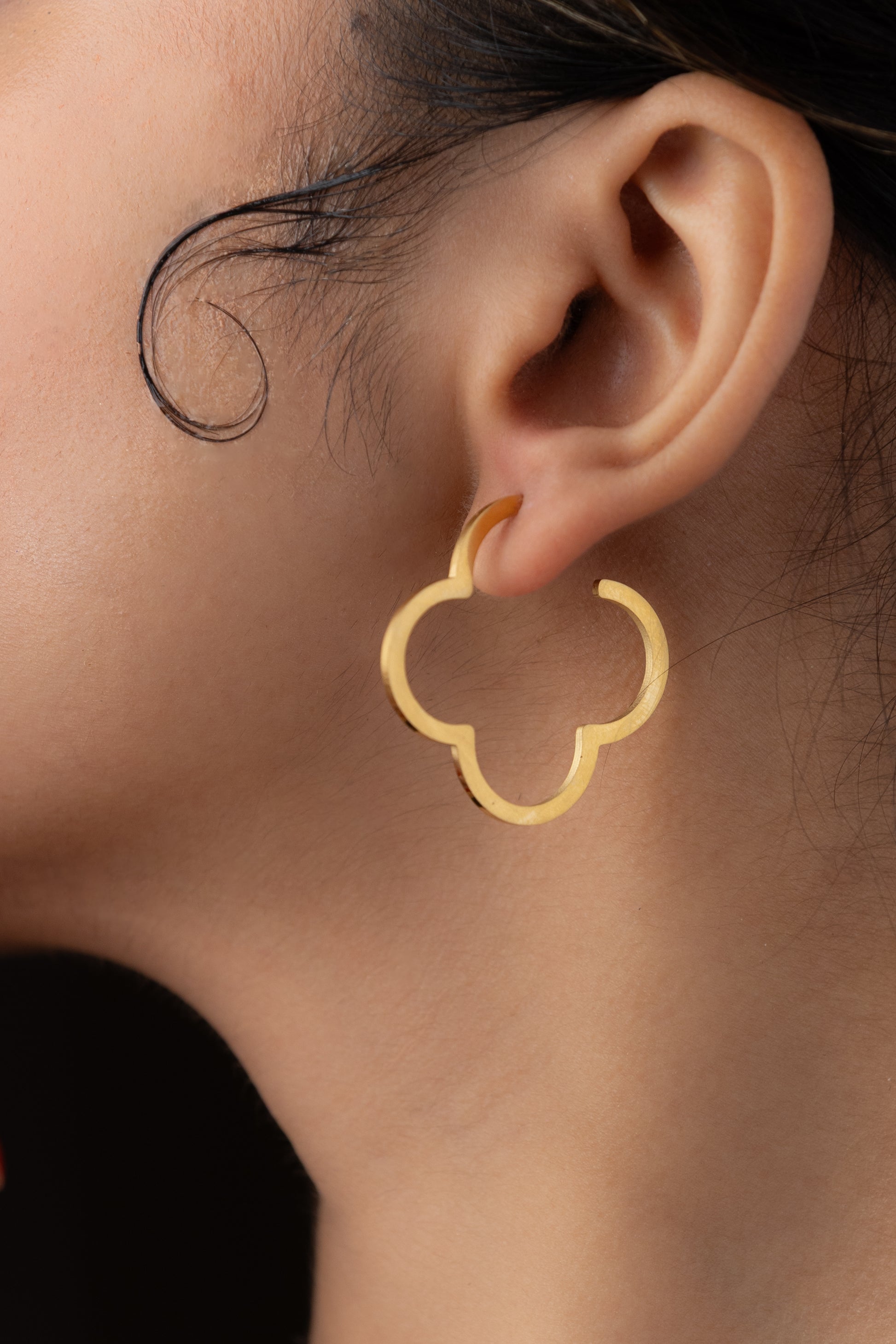 Flower Skull Hoop Earring