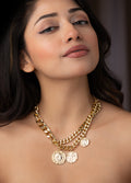 Coin Style Statement Piece Neckpiece in Gold
