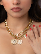 Coin Style Statement Piece Neckpiece in Gold