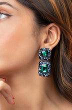 Green Stone Double Embellished Earring