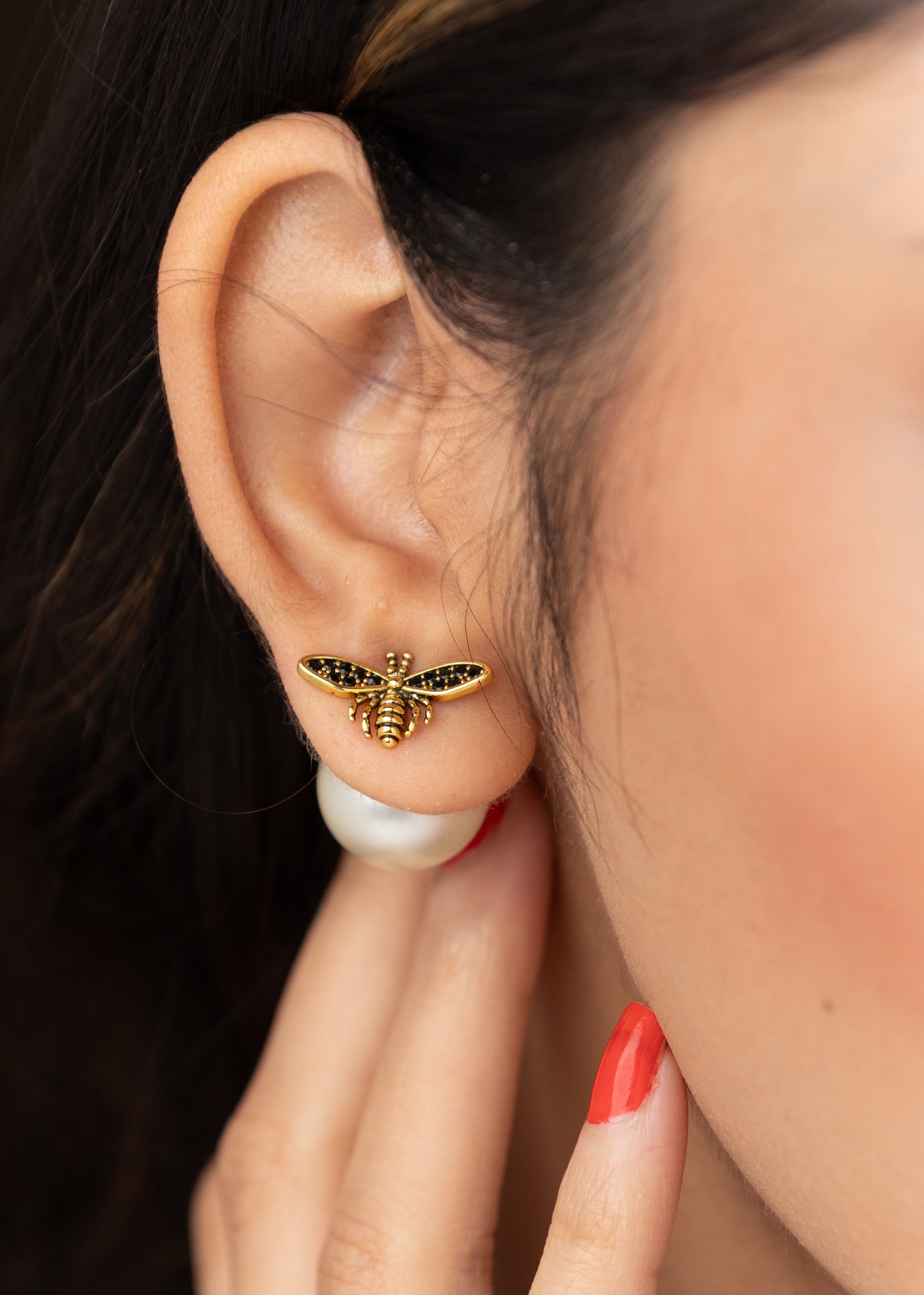 Butterfly Back Pearl Earring (18K Gold Plated)