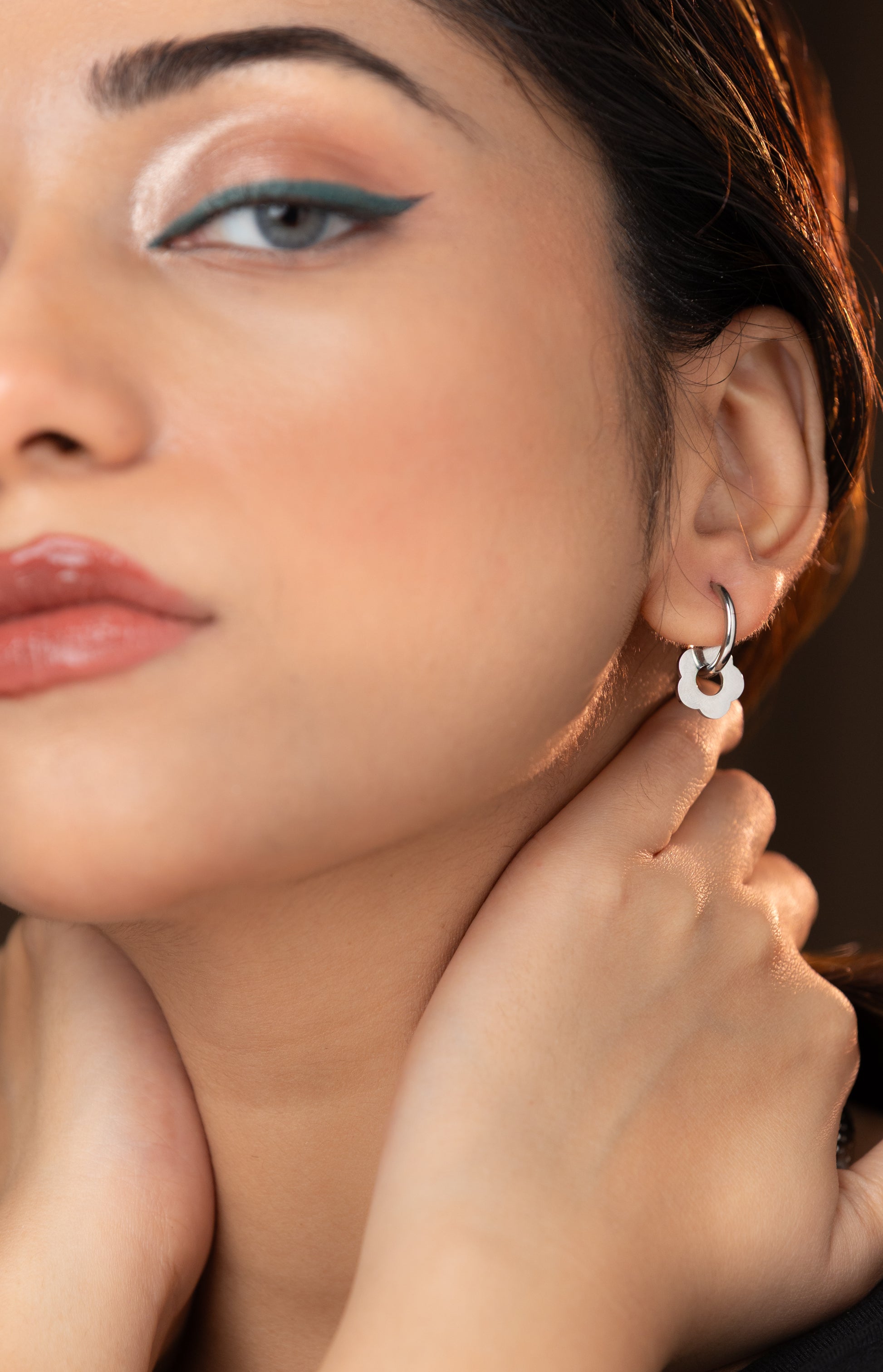 Flower Pendant Dangler Earring in Silver