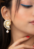 Snail Earring with Pearl Drop