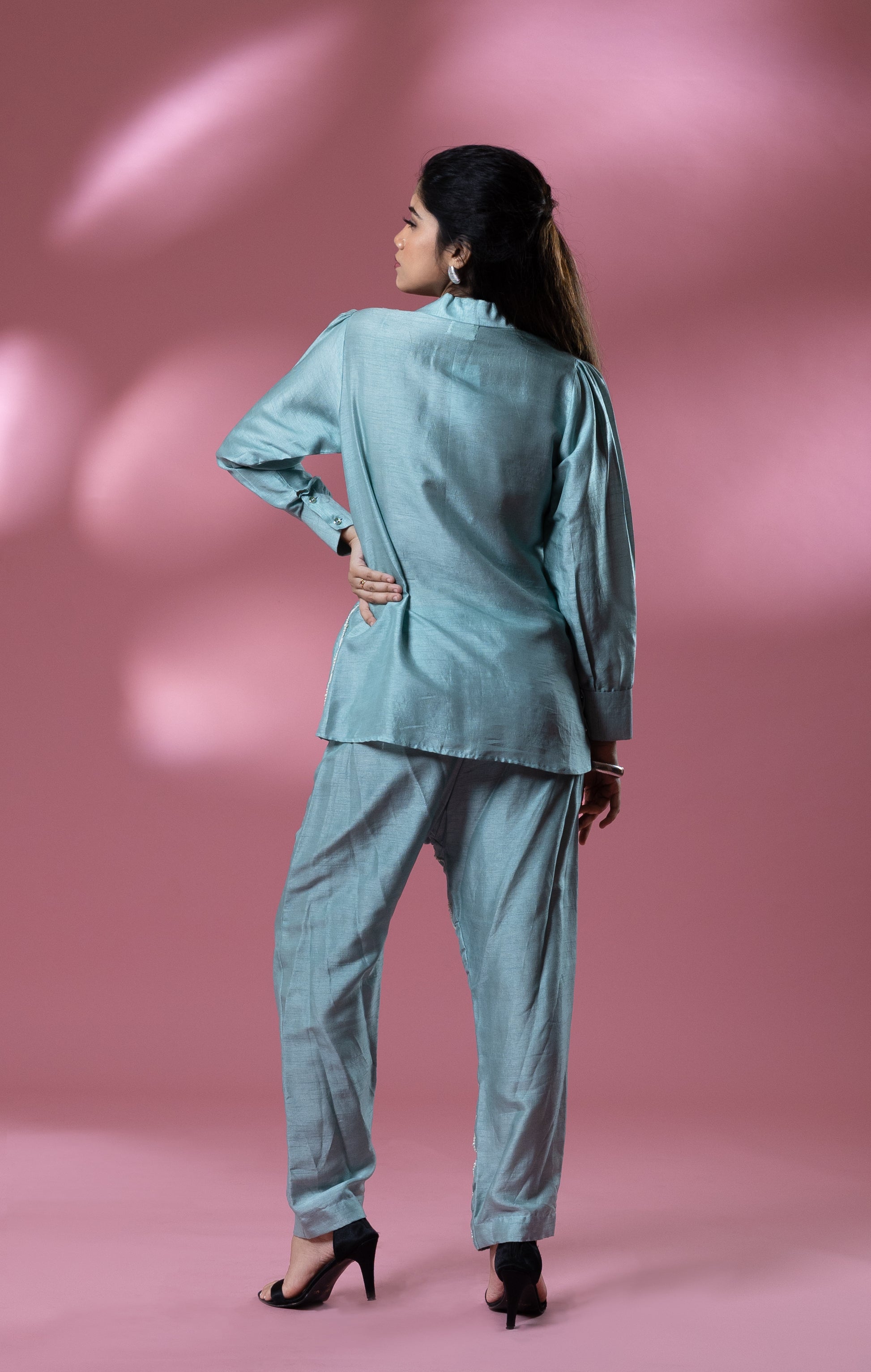 Blue Bemberg Silk Water Pearl Co-ord
