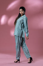 Blue Bemberg Silk Water Pearl Co-ord