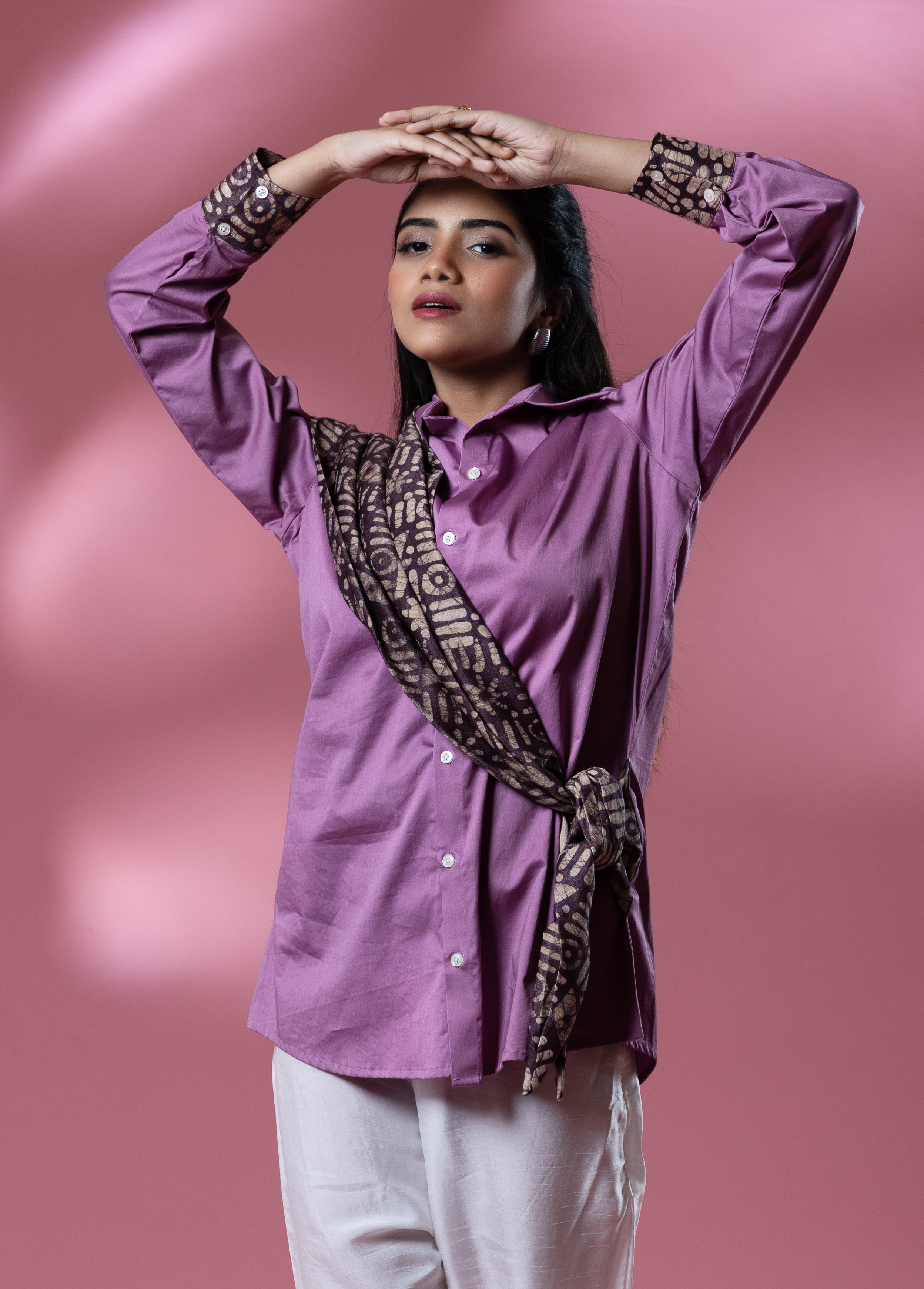 Italian Cotton Batik Shirt with Knot