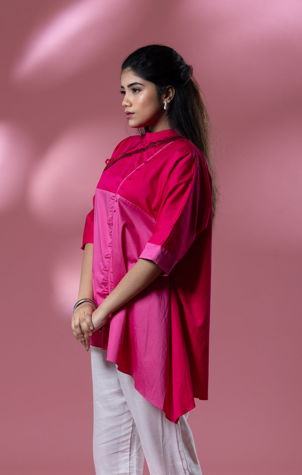 Pink Italian Cotton Block Patterned Shirt