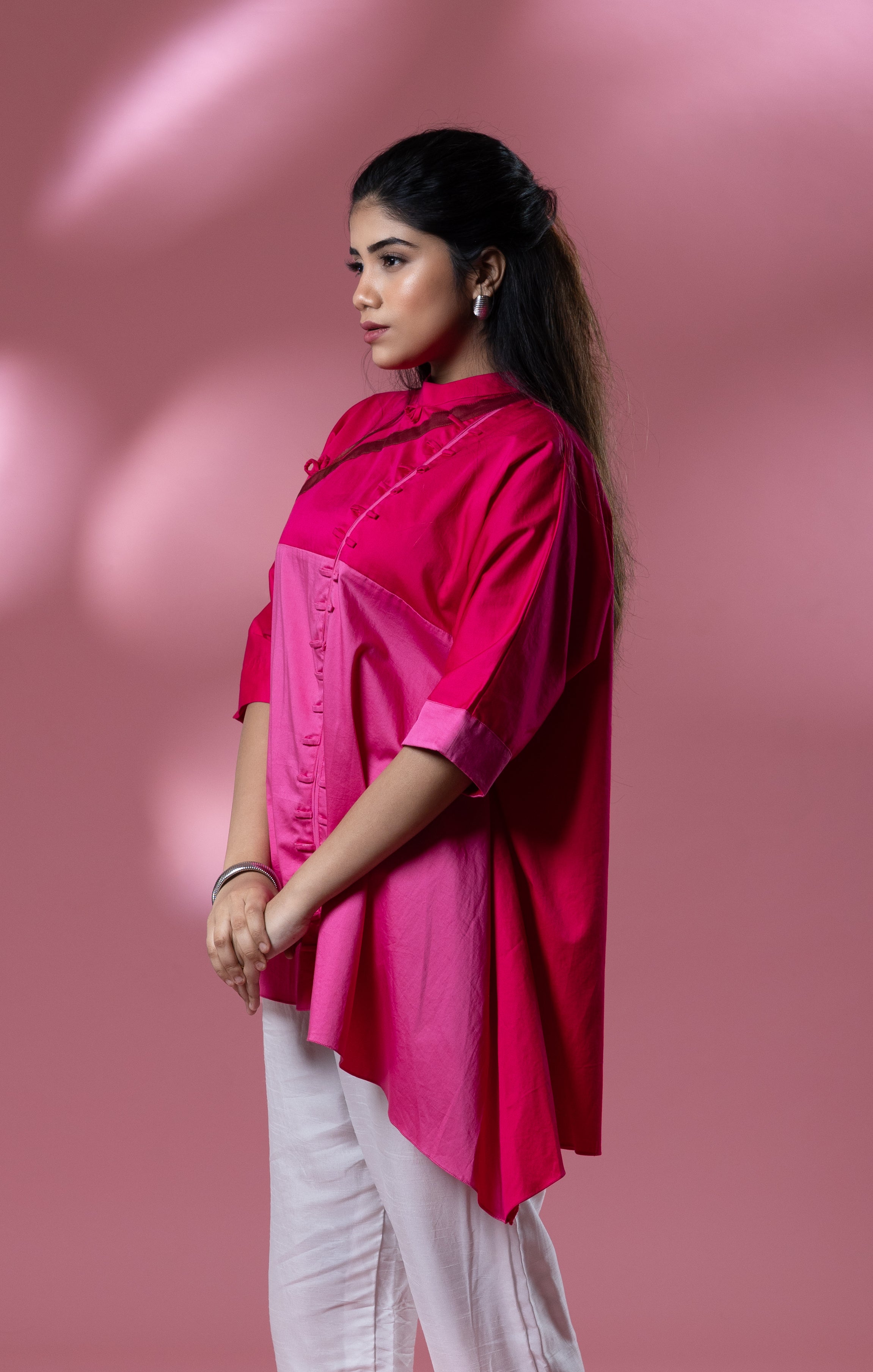 Pink Italian Cotton Block Patterned Shirt