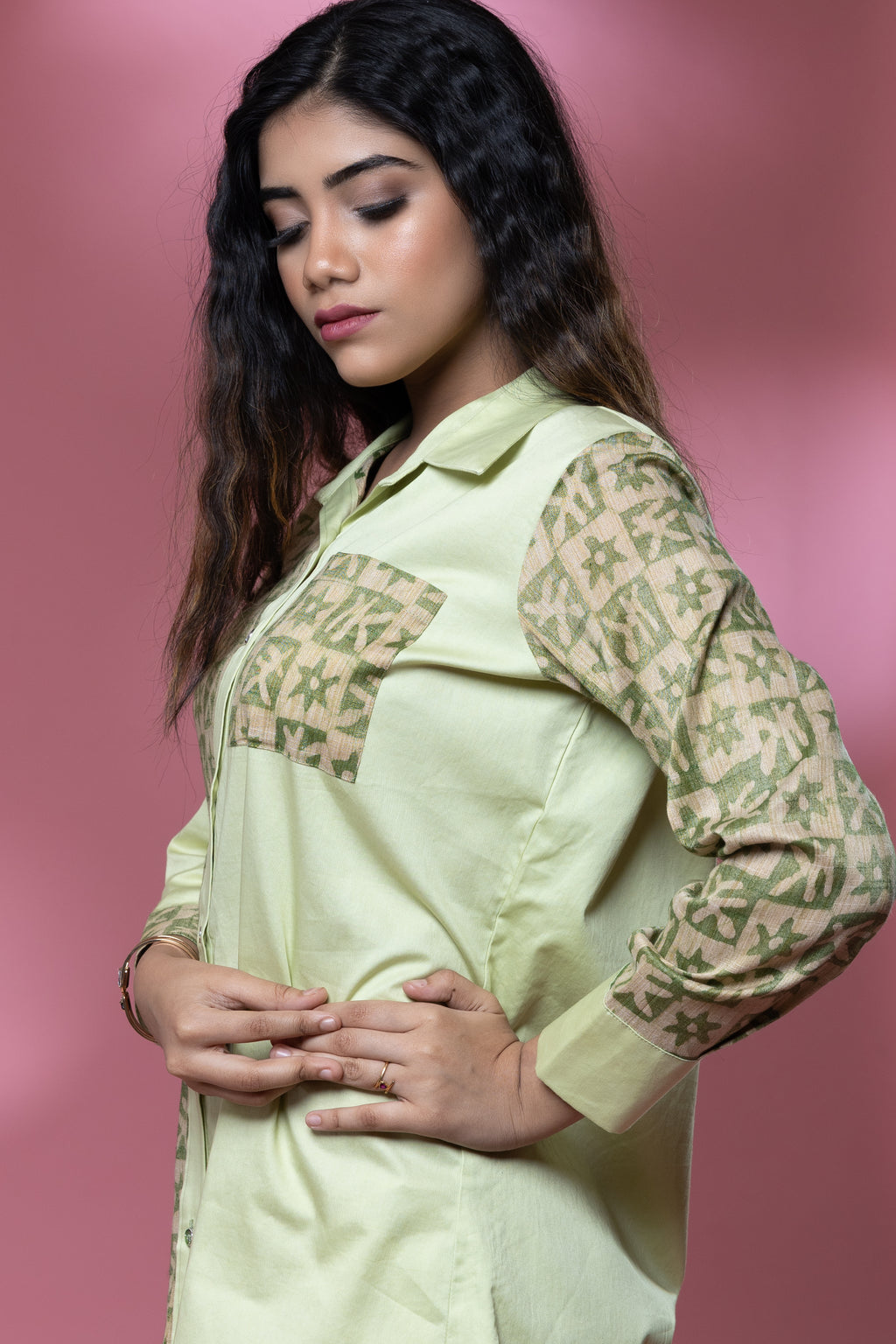 Green Italian Cotton Batik Shirt