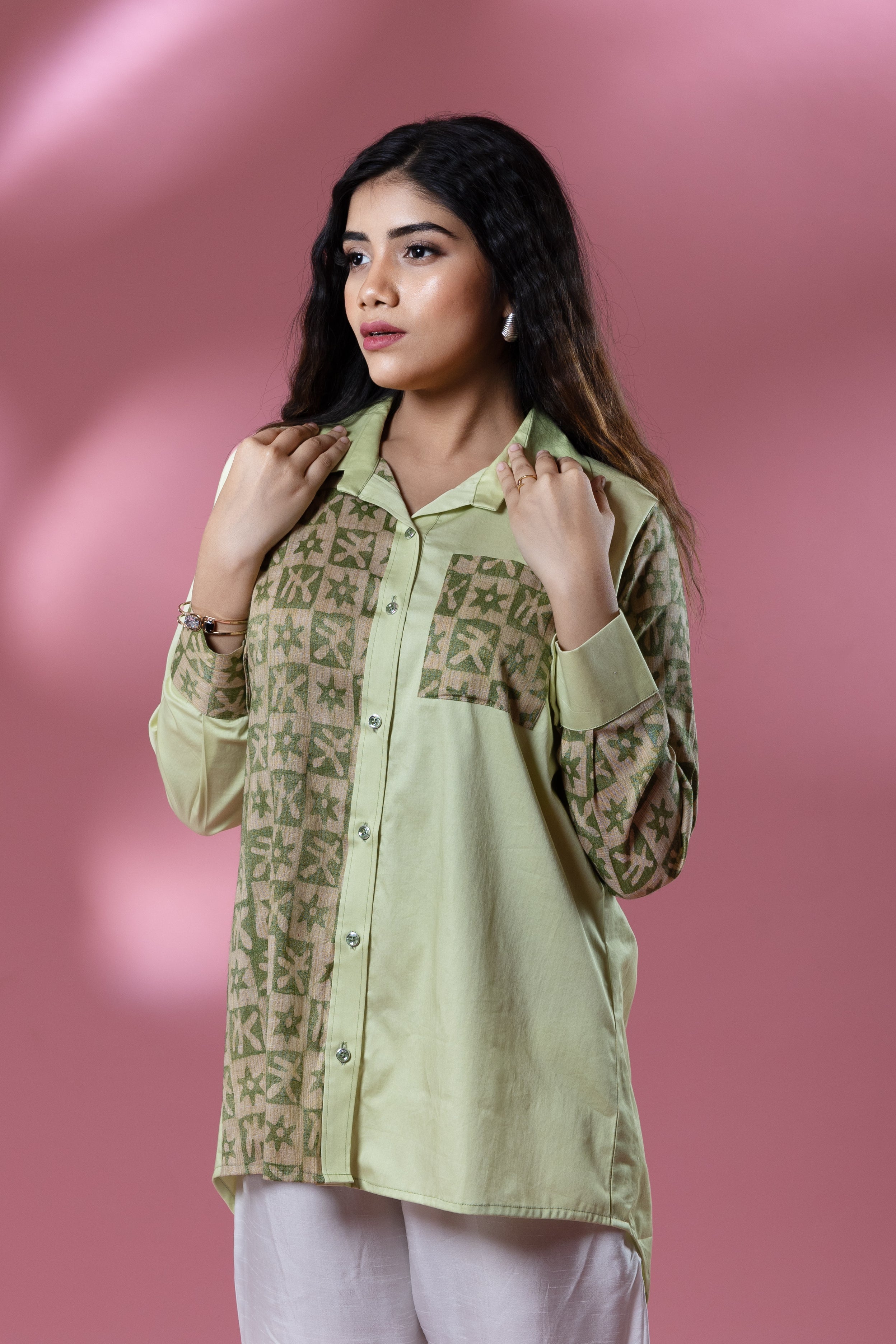 Green Italian Cotton Batik Shirt