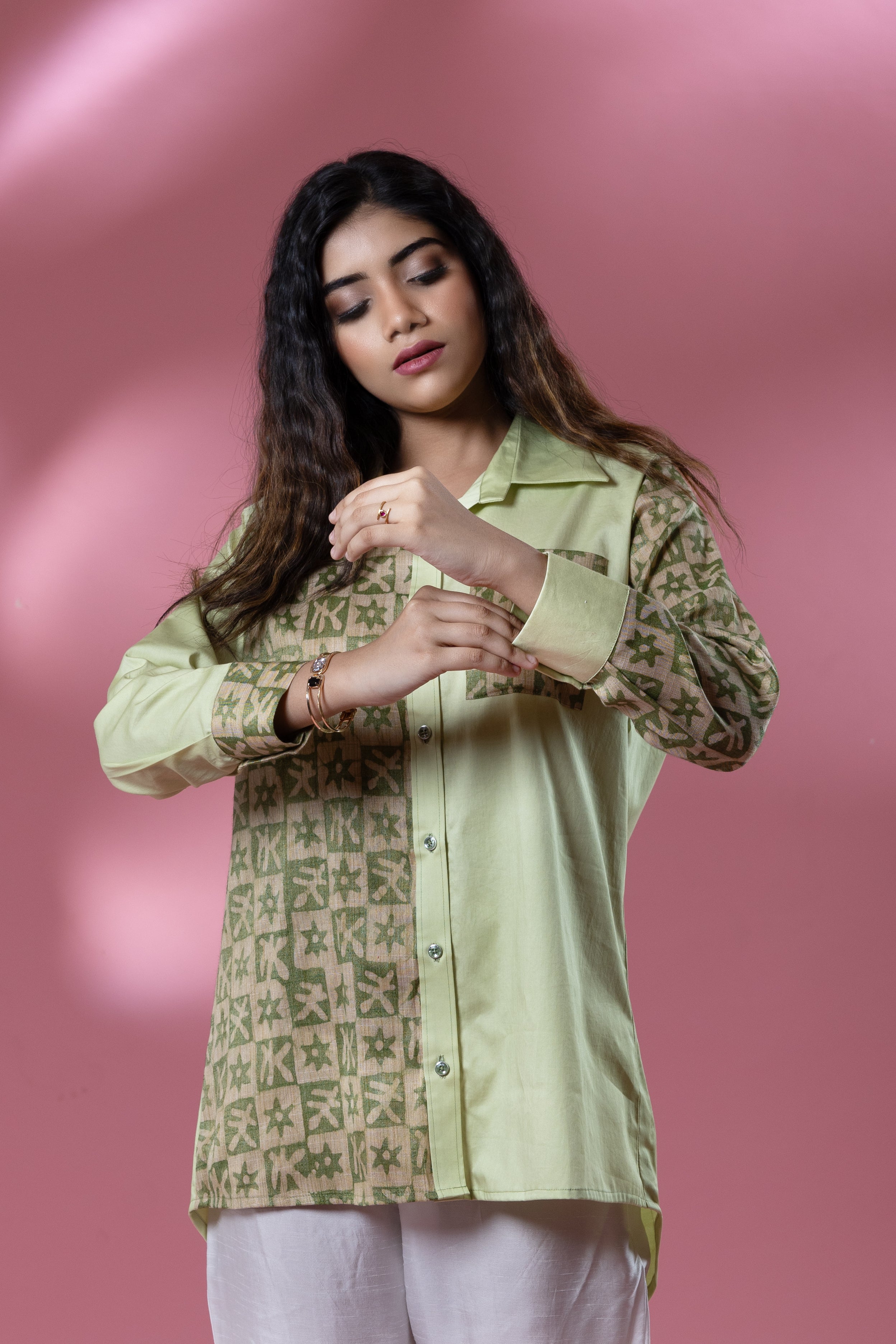 Green Italian Cotton Batik Shirt