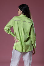 Green Italian Cotton Sequin Patch Shirt