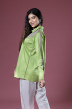 Green Italian Cotton Sequin Patch Shirt