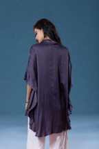 Lavender Bemberg Satin Flowy Embroidered Shirt