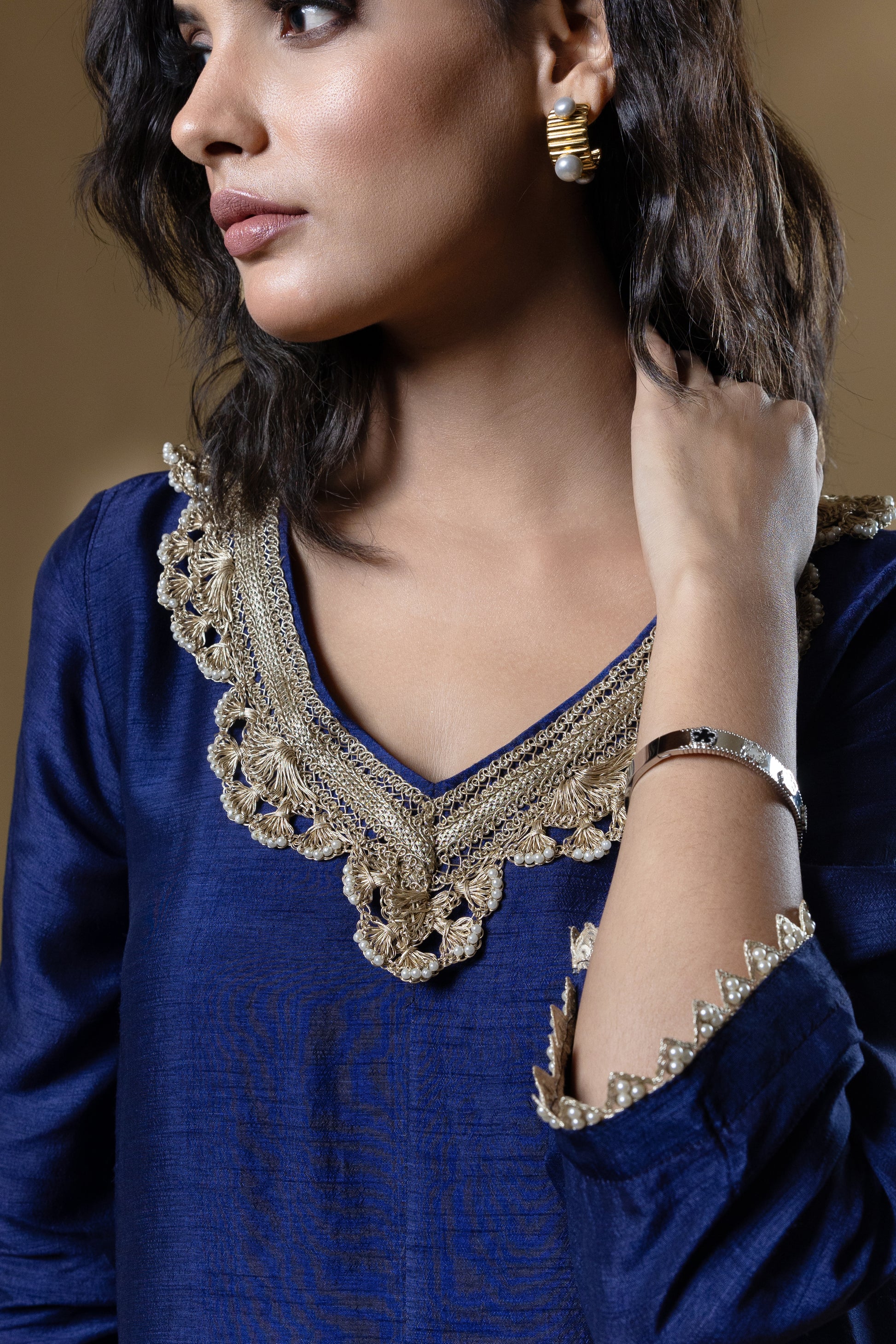Classic Bemberg Silk Embroidered Dhoti Pant Set