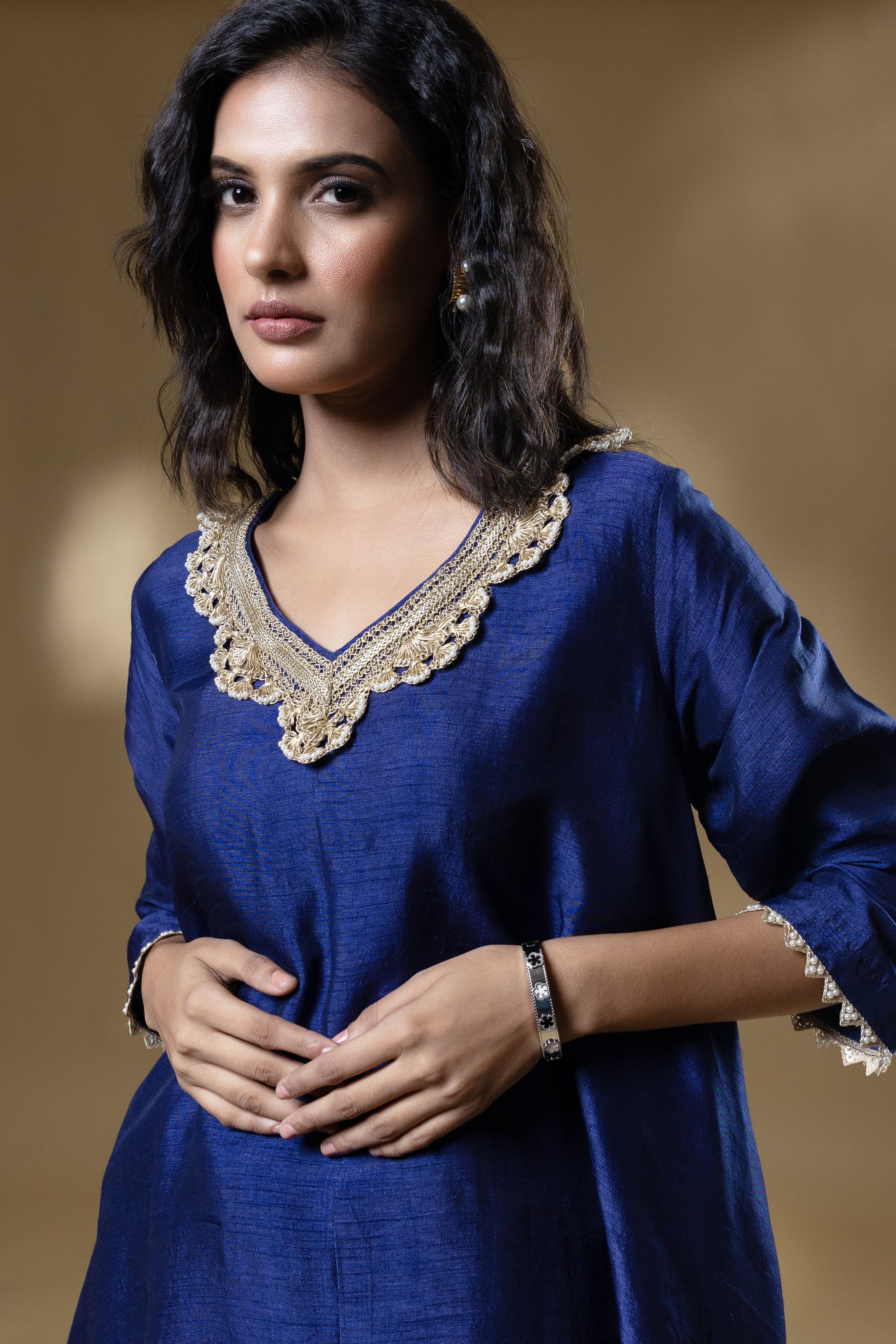 Classic Bemberg Silk Embroidered Dhoti Pant Set