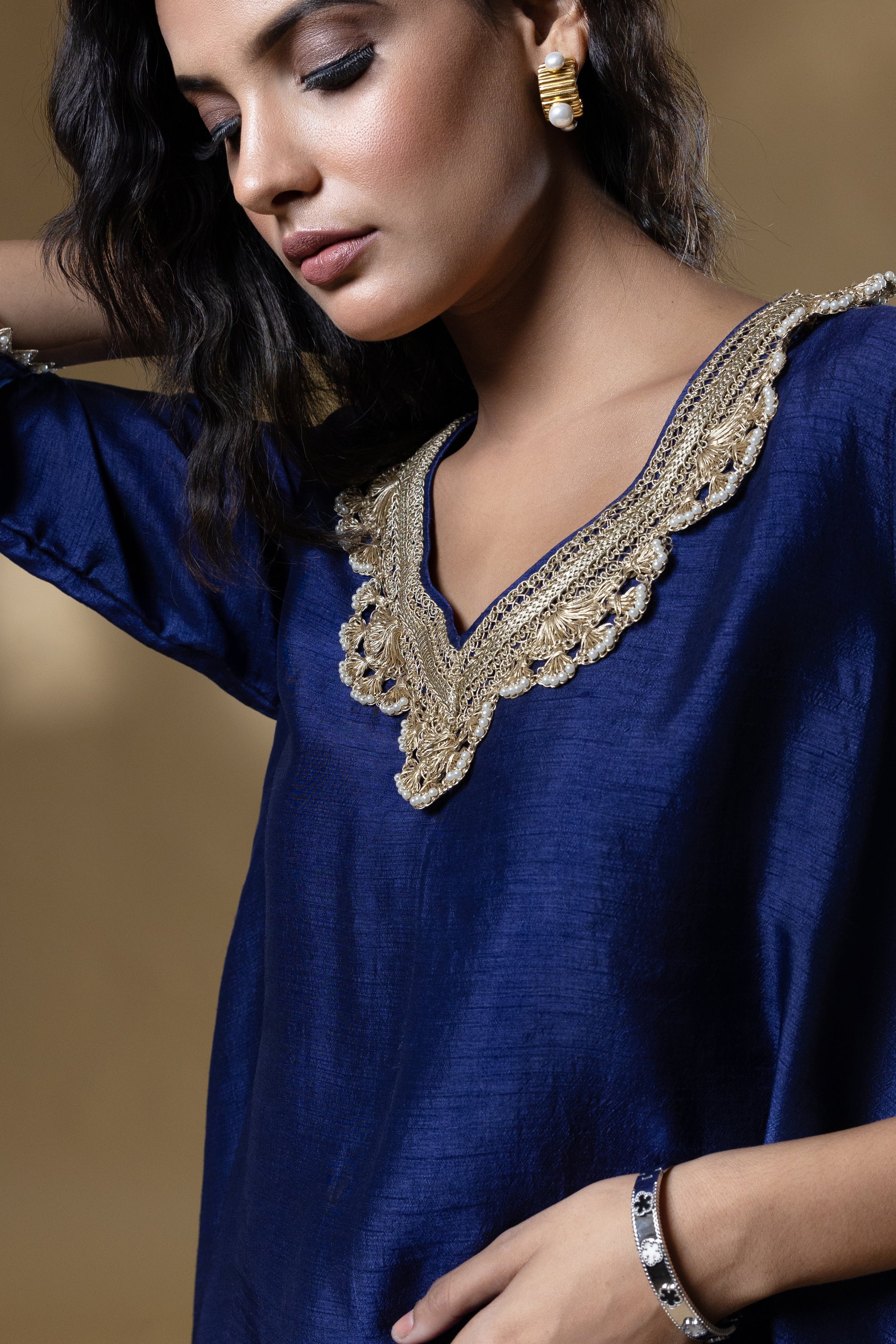 Classic Bemberg Silk Embroidered Dhoti Pant Set