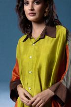 Green Multi-Colour Bemberg Silk Boho Oversized Shirt