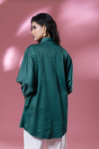 Green Italian Cotton Eagle Sequin Patch Shirt