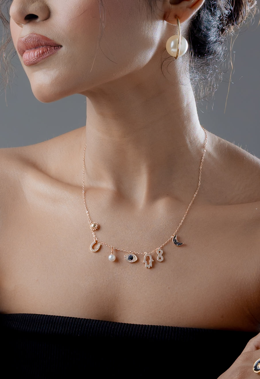 Celestia Charm Necklace - Gold Plated