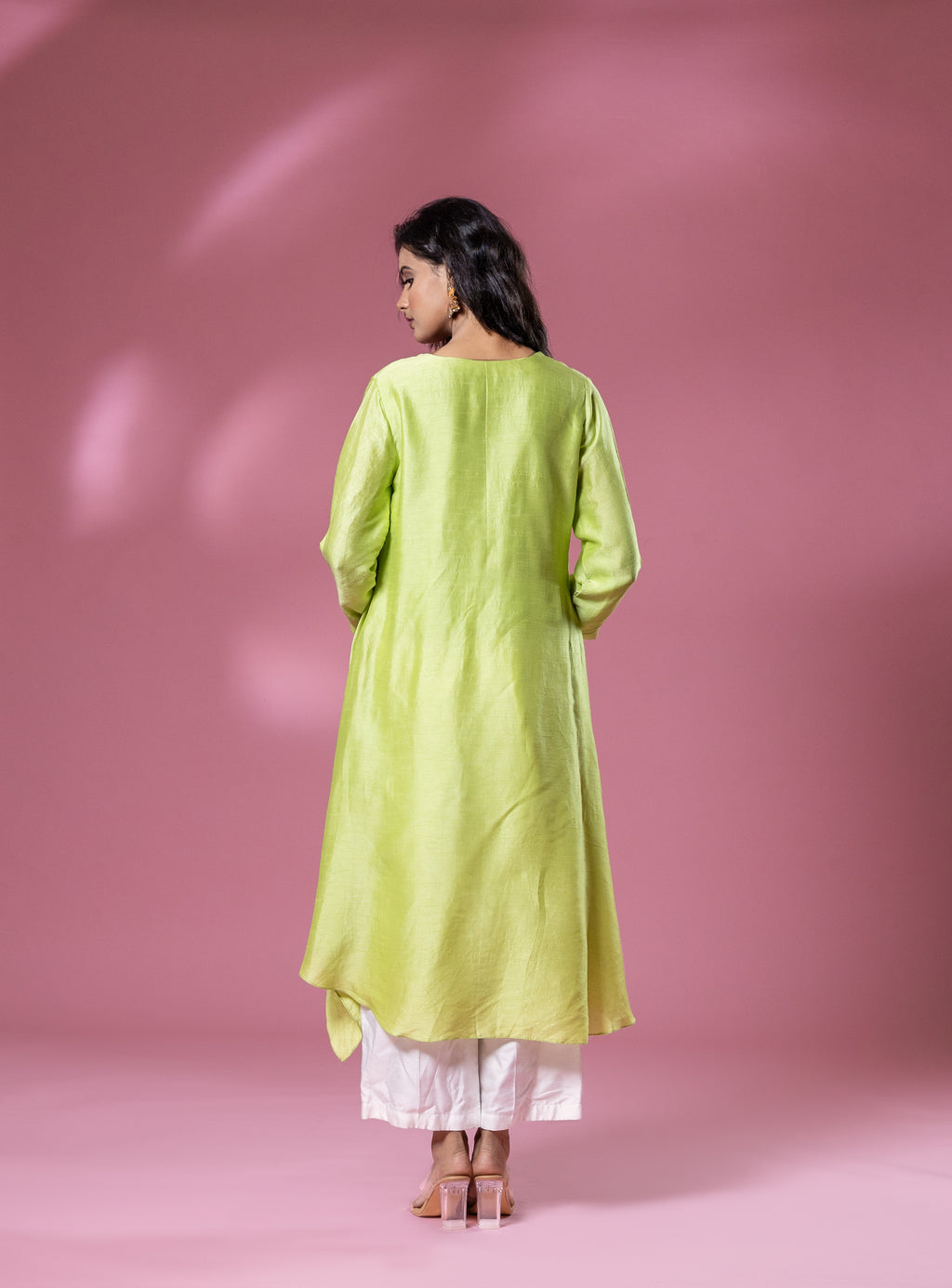Green Parrot Patch Bemberg Silk Co-ord