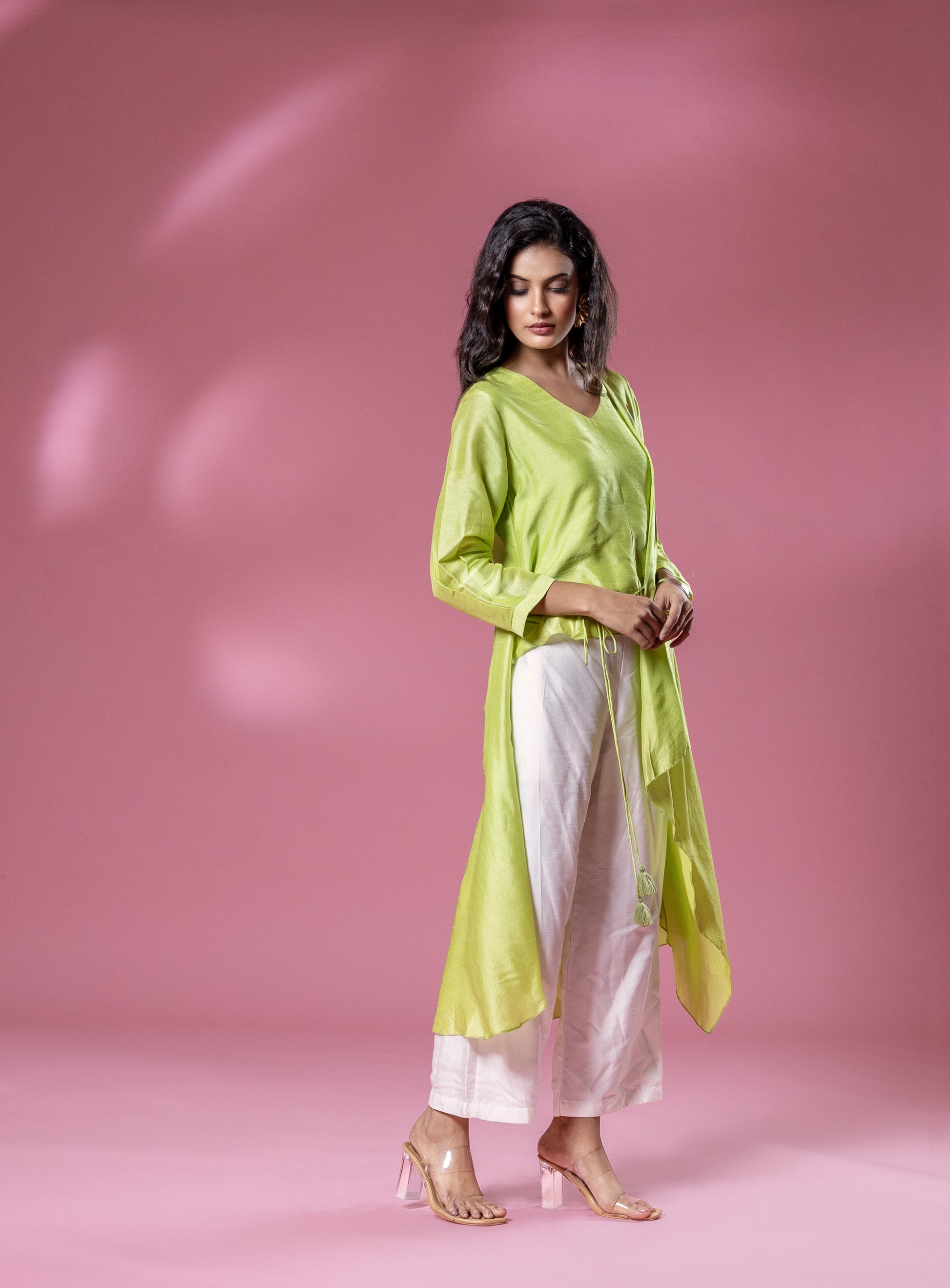 Green Parrot Patch Bemberg Silk Co-ord