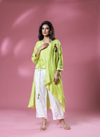 Green Parrot Patch Bemberg Silk Co-ord