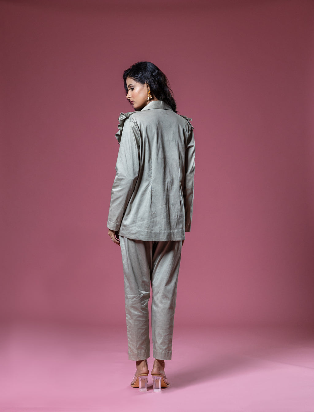 Sage Green Italian Cotton Ruffle Co-ord