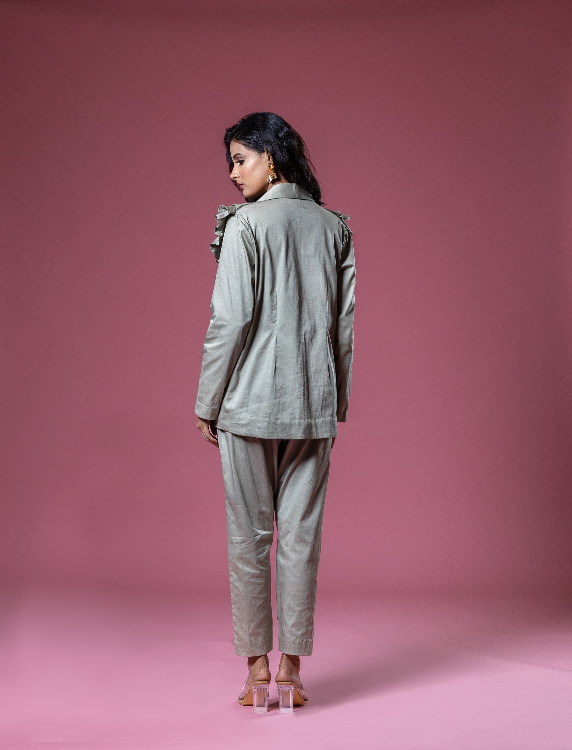 Sage Green Italian Cotton Ruffle Co-ord