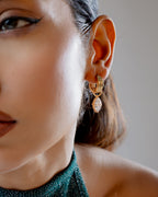Elara Teardrop Charm Hoop Earrings - Gold Plated