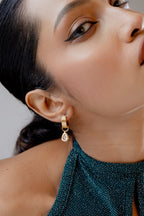 Elara Teardrop Charm Hoop Earrings - Gold Plated