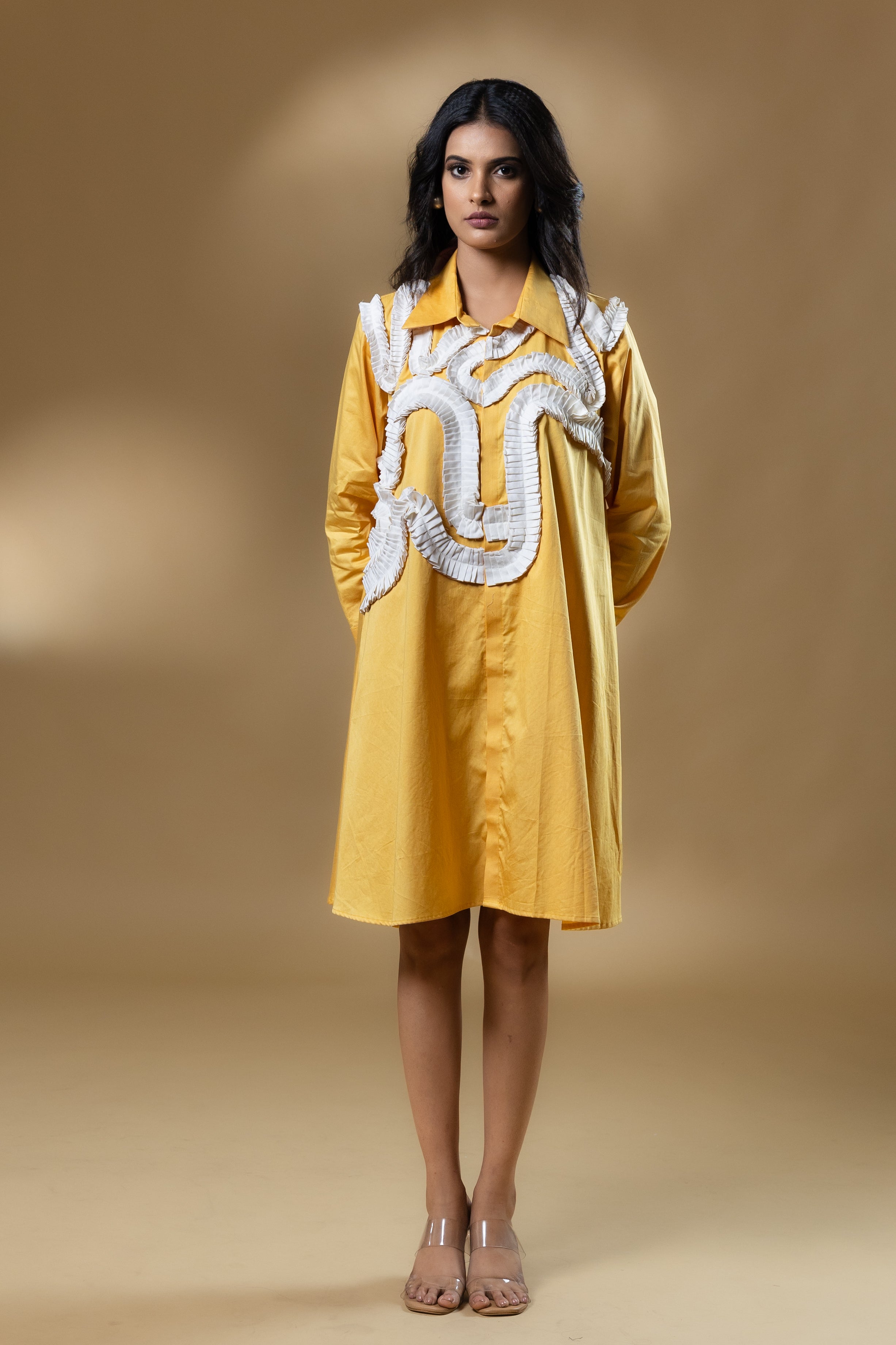Yellow Italian Cotton Frills Dress