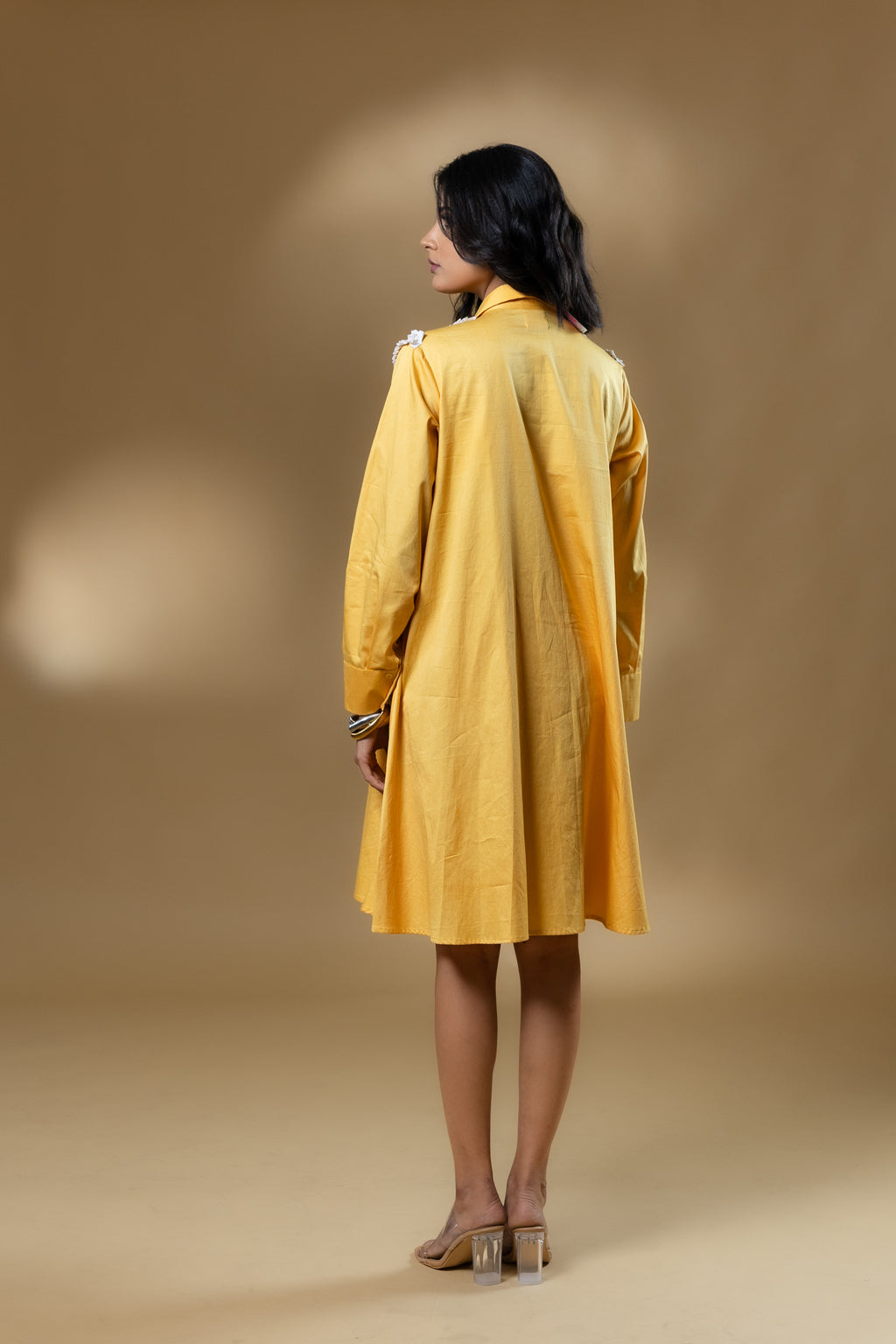 Yellow Italian Cotton Frills Dress