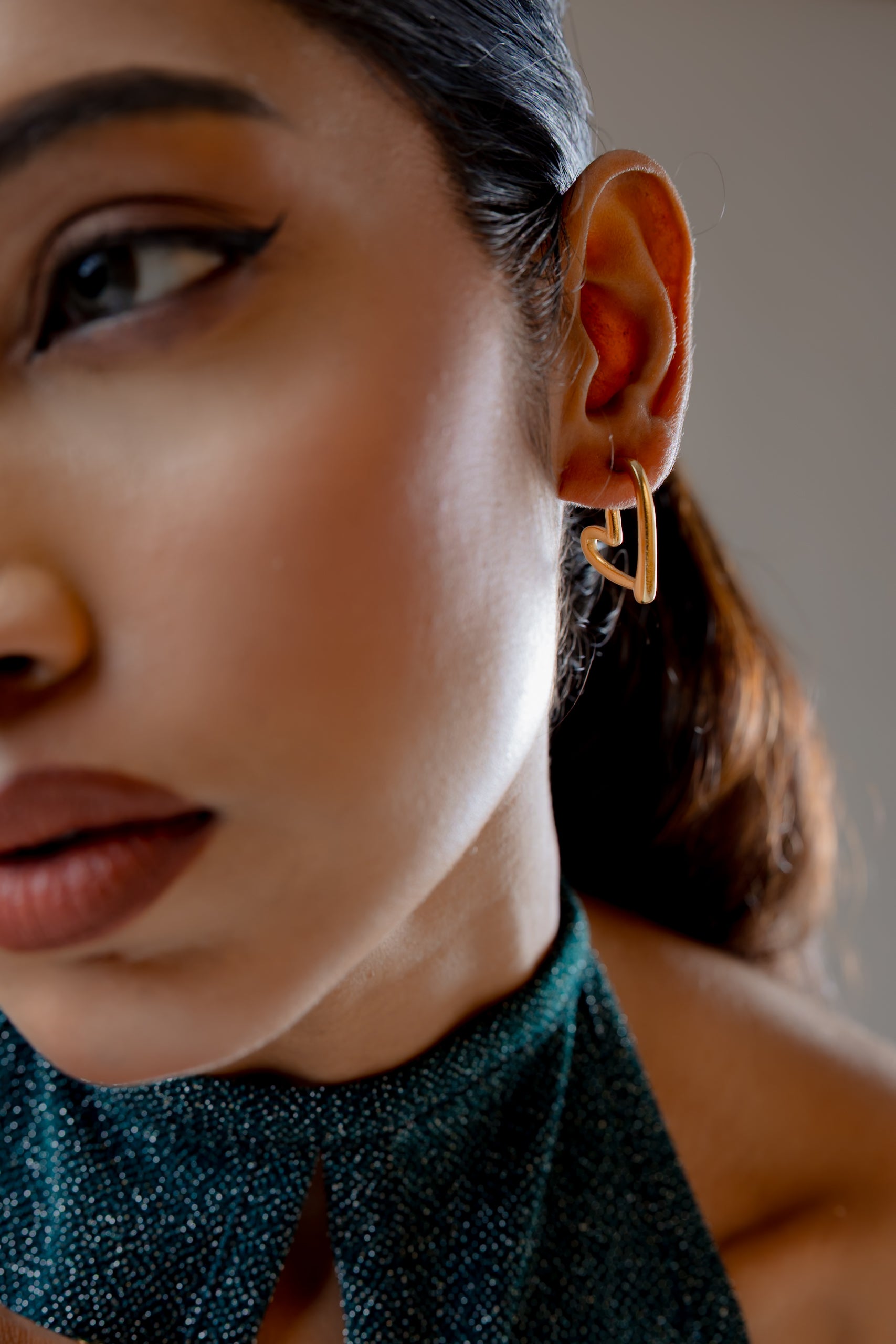 Amore Gold Heart Hoop Earrings