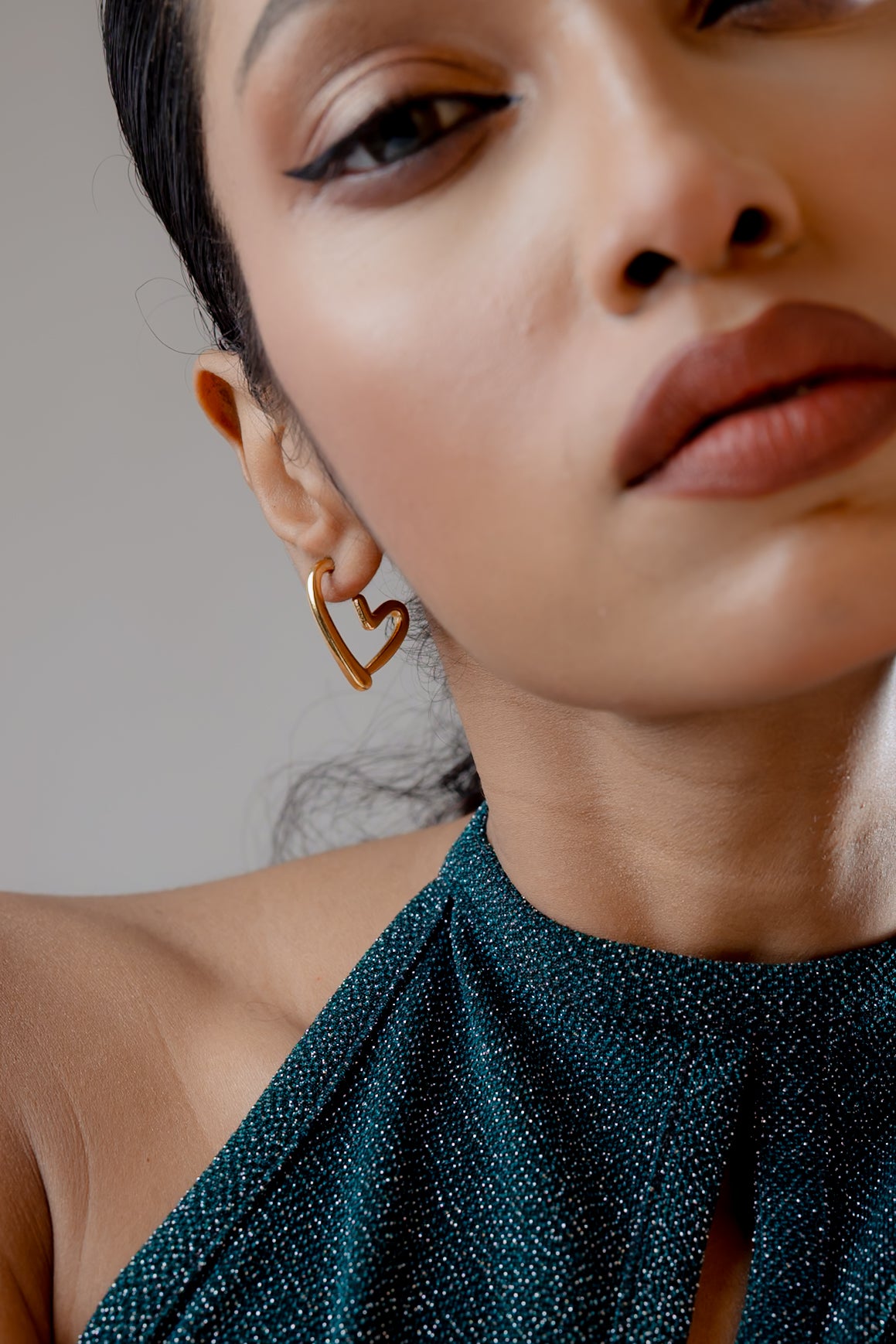 Amore Gold Heart Hoop Earrings